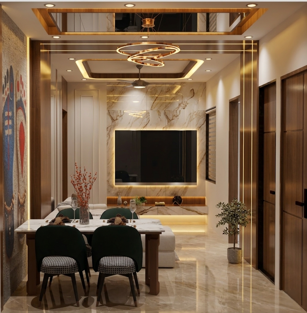 3D contemporary living room interior design – Jangid Homes