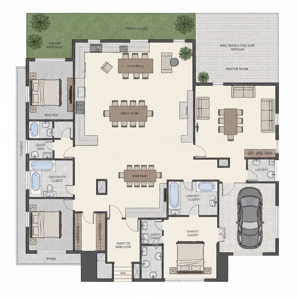 2D villa ground floor plan – Jangid Homes