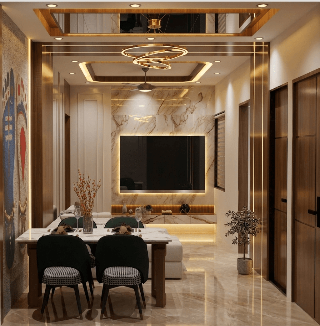 3D contemporary living room interior design – Jangid Homes