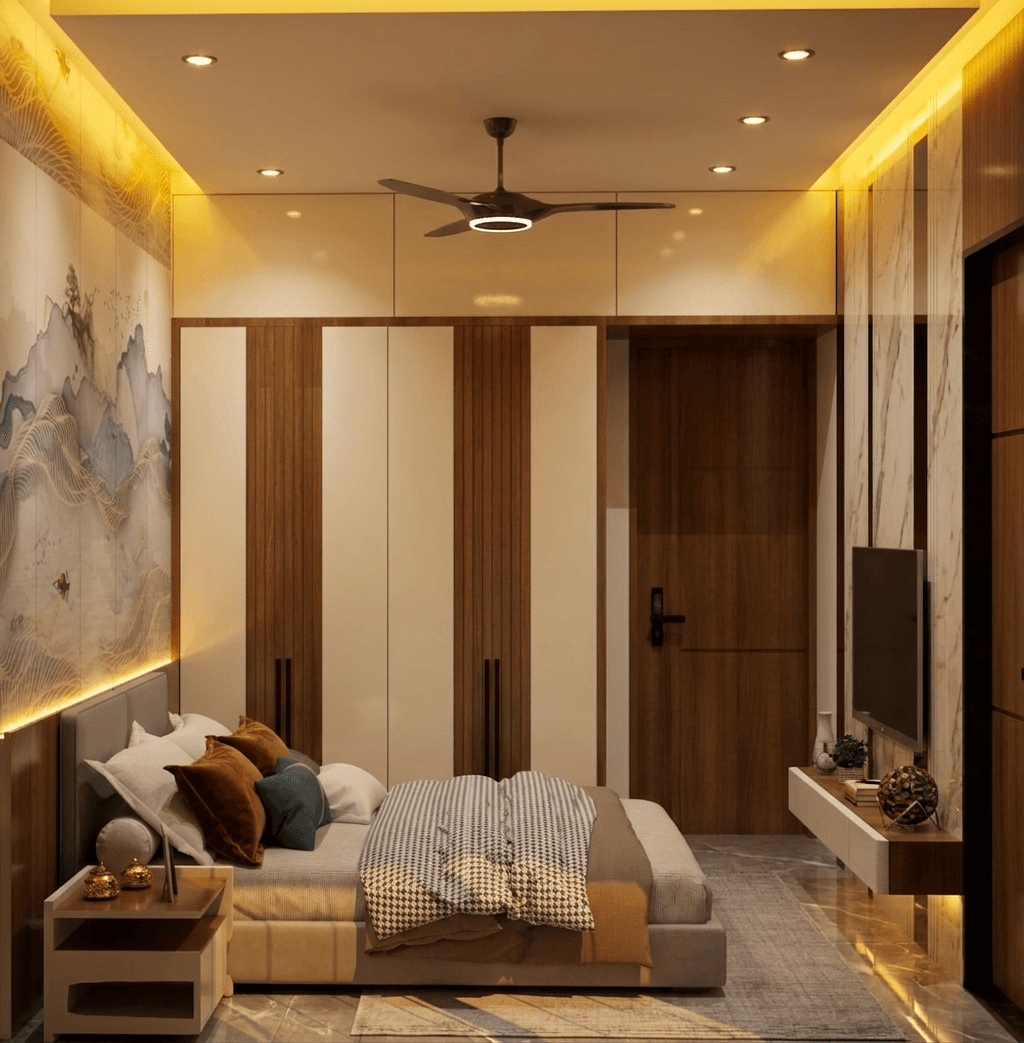 3D master bedroom interior design alternative – Jangid Homes