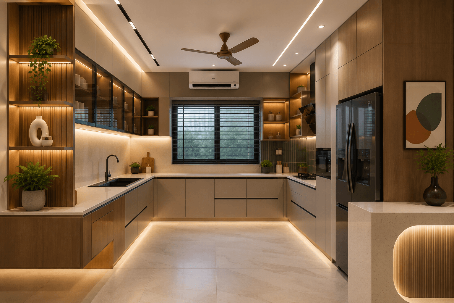 Modern Open Kitchen with Breakfast Bar - Island Modular Kitchen by Jangid Homes