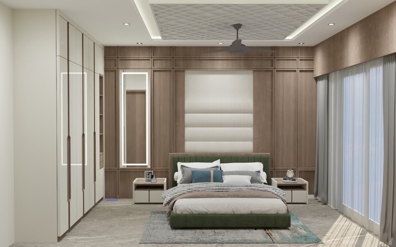 Luxury master suite 3D visualization – Jangid Homes