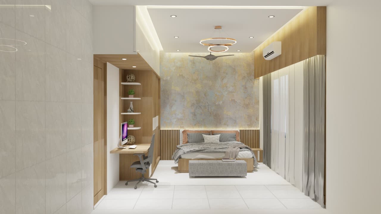 Contemporary guest room 3D design – Jangid Homes